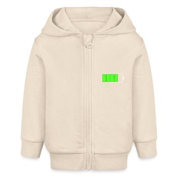 Battery mother child partner look gift - Baby Organic Zip-up Hoodie by Stanley/Stella - soft Ecru - Front
