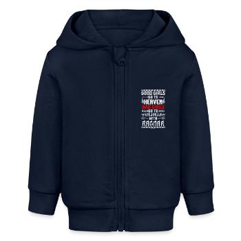 Vikinger Frau Walhalla Odin - Baby Organic Kapuzenjacke Baby Connector von Stanley/Stella - Navy - Vorne