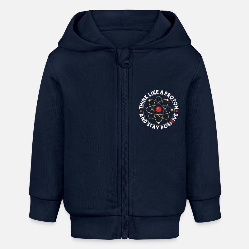 Pensez comme un proton et restez positif Science - Veste à capuche bébé bio Stanley/Stella - bleu marine