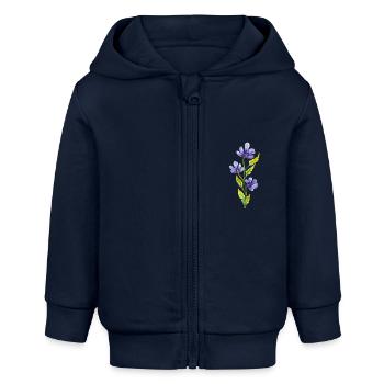 Fleur aquarelle vrille femme alpes herbes - Veste à capuche bébé bio Stanley/Stella - bleu marine - Devant