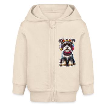 Cooler chilliger Hund - Baby Organic Kapuzenjacke Baby Connector von Stanley/Stella - Natur - Vorne