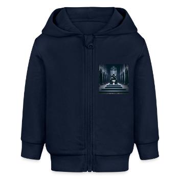 Fart Souls - Hollow Knight on Porcelain Throne #08 - Baby Organic Zip-up Hoodie by Stanley/Stella - navy - Front