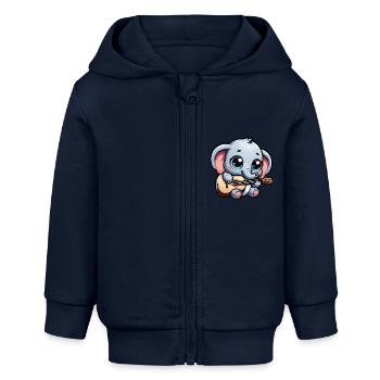 Elefant Gitarre spielen Jumbo Melodien Baby Te - Baby Organic Kapuzenjacke Baby Connector von Stanley/Stella - Navy - Vorne