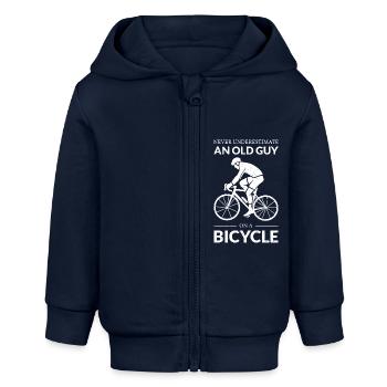 Unterschätzen Sie niemals einen alten Kerl auf einem Fahrrad IV - Baby Organic Kapuzenjacke Baby Connector von Stanley/Stella - Navy - Vorne