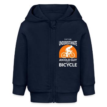 Unterschätzen Sie niemals einen alten Kerl auf einem Fahrrad V - Baby Organic Kapuzenjacke Baby Connector von Stanley/Stella - Navy - Vorne
