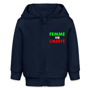 Femme vie liberté - Veste à capuche bébé bio Stanley/Stella - bleu marine - Devant