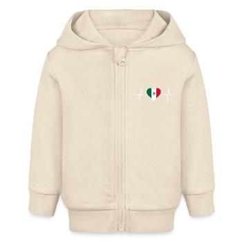 Battement de cœur du drapeau du Mexique - Veste à capuche bébé bio Stanley/Stella - écru doux - Devant