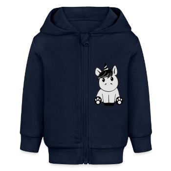 Unicorn black - Baby Organic Zip-up Hoodie by Stanley/Stella - navy - Front