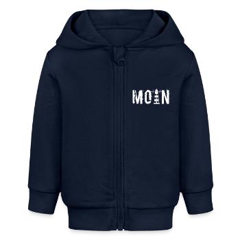 Moin - Leuchtturm weiß - Baby Organic Kapuzenjacke Baby Connector von Stanley/Stella - Navy - Vorne