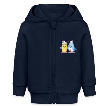 Bird topping - Baby Organic Zip-up Hoodie by Stanley/Stella - navy - Front