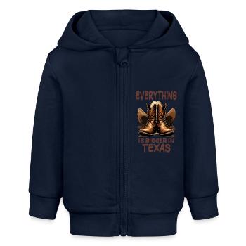 Everything is Bigger in Texas - Baby Organic Kapuzenjacke Baby Connector von Stanley/Stella - Navy - Vorne