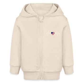 La fréquence américaine - Veste à capuche bébé bio Stanley/Stella - écru doux - Devant