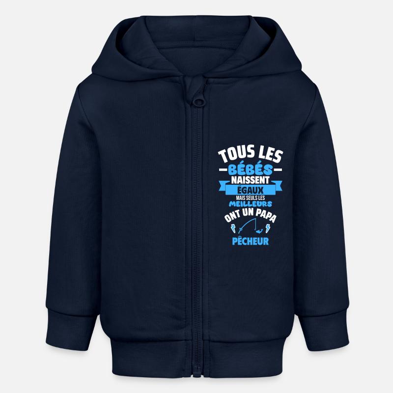 Bébé,papa pêcheur,pêche,cadeau de naissance,humour - Veste à capuche bébé bio Stanley/Stella - bleu marine
