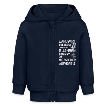 Landwirt Beruf - Baby Organic Kapuzenjacke Baby Connector von Stanley/Stella - Navy - Vorne