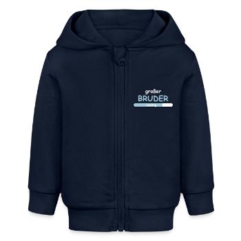 Großer Bruder - Baby Organic Kapuzenjacke Baby Connector von Stanley/Stella - Navy - Vorne