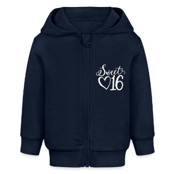 Süßes sechzehn süßes Geschenk zum 16. Geburtstag 16 Jahre alt - Baby Organic Kapuzenjacke Baby Connector von Stanley/Stella - Navy - Vorne