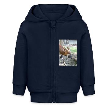 Östlicher Bongo Tragelaphus euryce - Baby Organic Kapuzenjacke Baby Connector von Stanley/Stella - Navy - Vorne