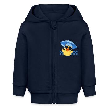 Quietscheente Sommer Badeente Rubber Duck Enten - Baby Organic Kapuzenjacke Baby Connector von Stanley/Stella - Navy - Vorne