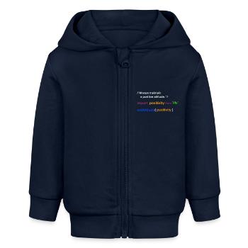 code your life - Baby Organic Zip-up Hoodie by Stanley/Stella - navy - Front