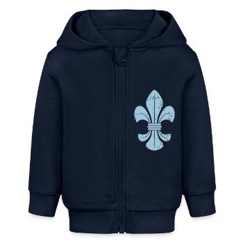 Lilie VEKTOR / Fleur De Lille - Baby Organic Kapuzenjacke Baby Connector von Stanley/Stella - Navy - Vorne