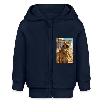 Athena, armored goddess with spear, owl - Baby Organic Kapuzenjacke Baby Connector von Stanley/Stella - Navy - Vorne