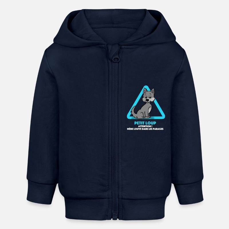 Louveteau (lettres-blanches) - Veste à capuche bébé bio Stanley/Stella - bleu marine