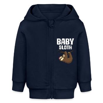 Baby Sloth - Baby Organic Kapuzenjacke Baby Connector von Stanley/Stella - Navy - Vorne