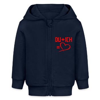 Du plus Ich gleich Herz Liebe Romantisch - Baby Organic Kapuzenjacke Baby Connector von Stanley/Stella - Navy - Vorne