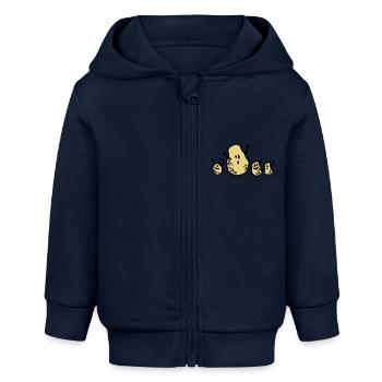 happy potatoes - Baby Organic Kapuzenjacke Baby Connector von Stanley/Stella - Navy - Vorne