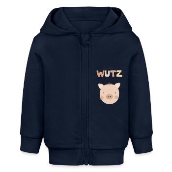 Petit Cochon beige - Veste à capuche bébé bio Stanley/Stella - bleu marine - Devant