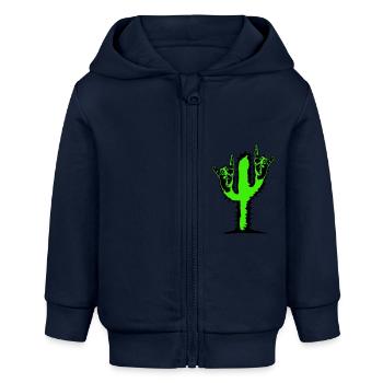 Cactus plante Heavy Metal Hard Rock Fun Geste de la main - Veste à capuche bébé bio Stanley/Stella - bleu marine - Devant