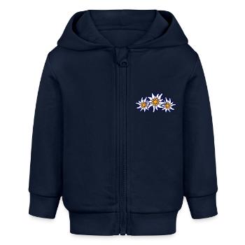 Weiße Alpen Edelweiß Blume Bergblume Berge Wandern - Baby Organic Kapuzenjacke Baby Connector von Stanley/Stella - Navy - Vorne