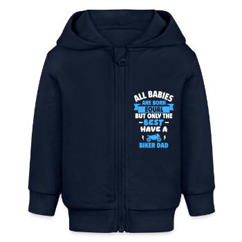 Baby,Papa Motorradfahrer,Geburtsgeschenk,Vatertag - Baby Organic Kapuzenjacke Baby Connector von Stanley/Stella - Navy - Vorne