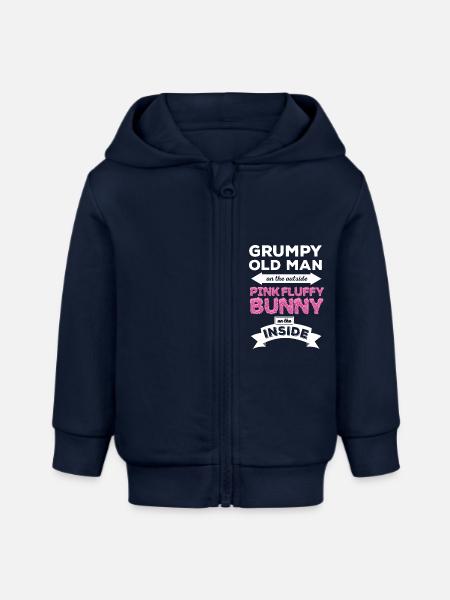 Grumpy Rosa flaumige Häschen - Baby Organic Kapuzenjacke Baby Connector von Stanley/Stella - Navy