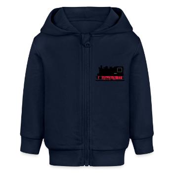 Dampflok - Baby Organic Kapuzenjacke Baby Connector von Stanley/Stella - Navy - Vorne