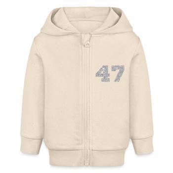 Number 47 Silver Glitter - 47th Anniversary - Baby Organic Zip-up Hoodie by Stanley/Stella - soft Ecru - Front