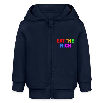 Eat the rich - Baby Organic Kapuzenjacke Baby Connector von Stanley/Stella - Navy - Vorne