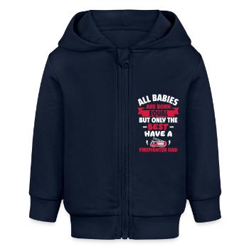 Baby,Papa Feuerwehrmann,Geburtsgeschenk,Vatertag - Baby Organic Kapuzenjacke Baby Connector von Stanley/Stella - Navy - Vorne