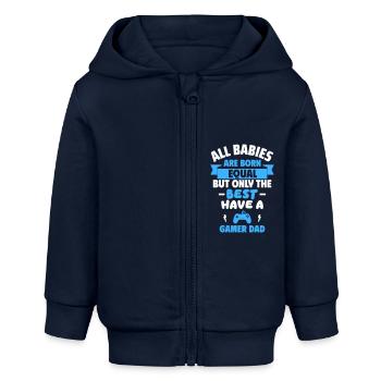 Baby,Papa Gamer,Geek,Gaming,Geburtsgeschenk - Baby Organic Kapuzenjacke Baby Connector von Stanley/Stella - Navy - Vorne