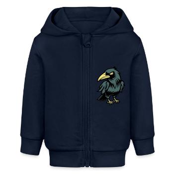 Raven Comic Animal - Baby Organic Zip-up Hoodie by Stanley/Stella - navy - Front
