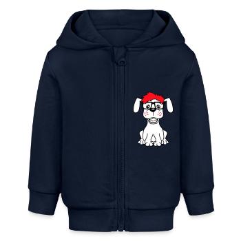 chien nerd hornglasses geek bretelles intelligent drôle - Veste à capuche bébé bio Stanley/Stella - bleu marine - Devant