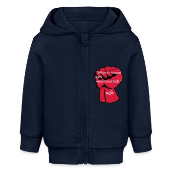Wissen, Che Ernesto Guevara - Baby Organic Kapuzenjacke Baby Connector von Stanley/Stella - Navy - Vorne