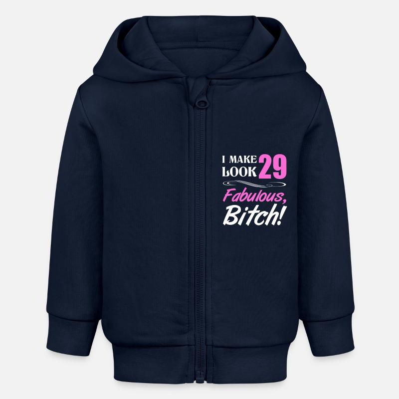 Je fais 29 l'air fabuleux - Veste à capuche bébé bio Stanley/Stella - bleu marine
