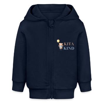 Kita Kind | Bär - Baby Organic Kapuzenjacke Baby Connector von Stanley/Stella - Navy - Vorne