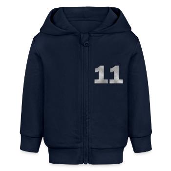 Geburtstag 11 Jahre - Baby Organic Kapuzenjacke Baby Connector von Stanley/Stella - Navy - Vorne