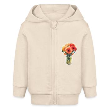 Gerbera Daisies - Baby Organic Kapuzenjacke Baby Connector von Stanley/Stella - Natur - Vorne