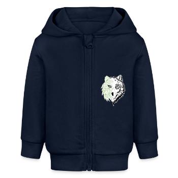 loup origami vert - Veste à capuche bébé bio Stanley/Stella - bleu marine - Devant