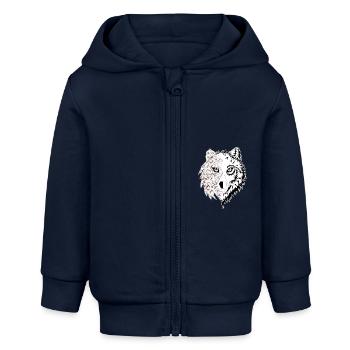 loup origami marron - Veste à capuche bébé bio Stanley/Stella - bleu marine - Devant