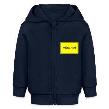 ortsschild münchen - Baby Organic Kapuzenjacke Baby Connector von Stanley/Stella - Navy - Vorne
