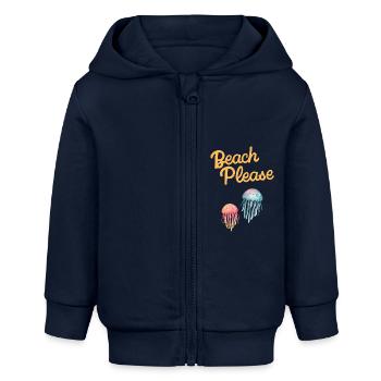 plage s’il vous plaît méduses - Veste à capuche bébé bio Stanley/Stella - bleu marine - Devant